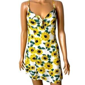 Divided Sunflower casual summer Tie-detail Dress SZ XS